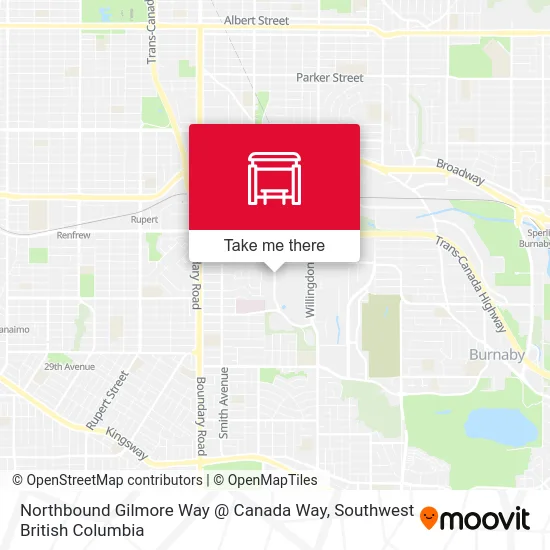 Northbound Gilmore Way @ Canada Way map