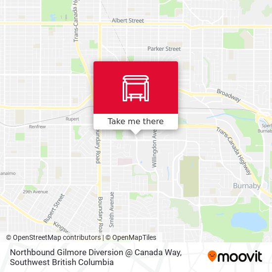 Northbound Gilmore Diversion @ Canada Way map