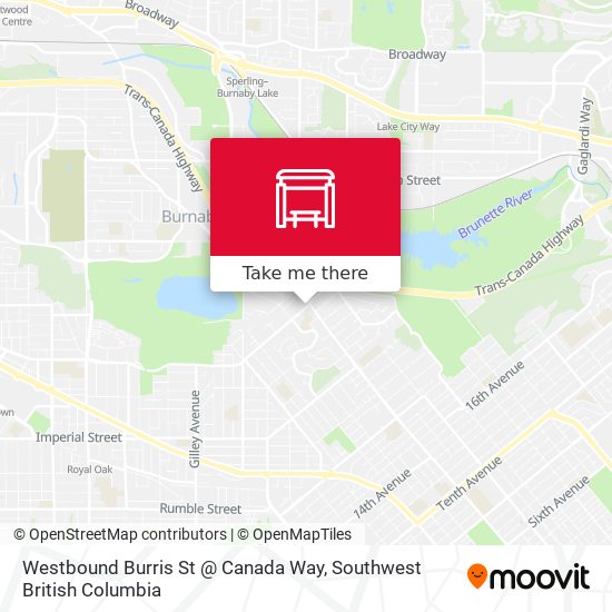 Westbound Burris St @ Canada Way map