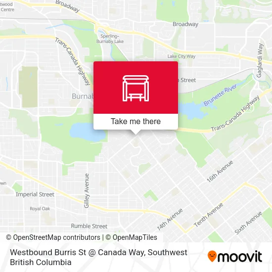 Westbound Burris St @ Canada Way map