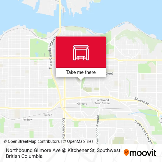 Northbound Gilmore Ave @ Kitchener St map