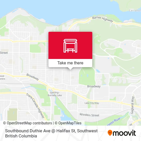 Southbound Duthie Ave @ Halifax St map