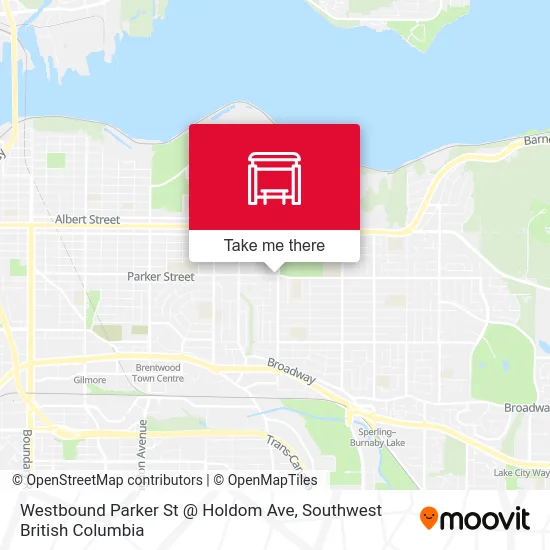 Westbound Parker St @ Holdom Ave map