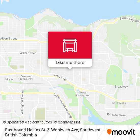 Eastbound Halifax St @ Woolwich Ave map