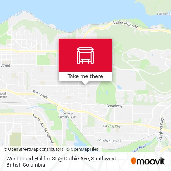 Westbound Halifax St @ Duthie Ave map