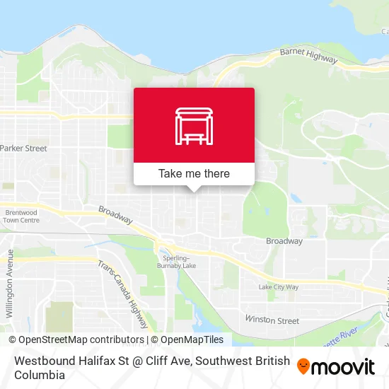 Westbound Halifax St @ Cliff Ave map