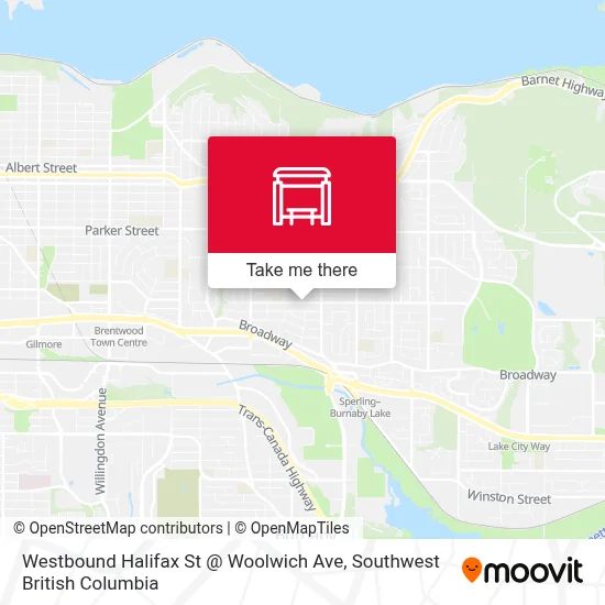 Westbound Halifax St @ Woolwich Ave map