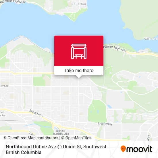 Northbound Duthie Ave @ Union St map