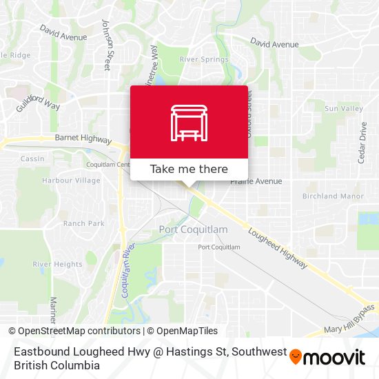 Eastbound Lougheed Hwy @ Hastings St map