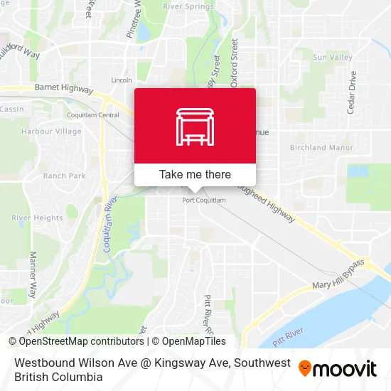 Westbound Wilson Ave @ Kingsway Ave map