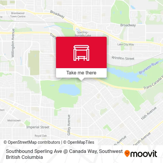 Southbound Sperling Ave @ Canada Way map