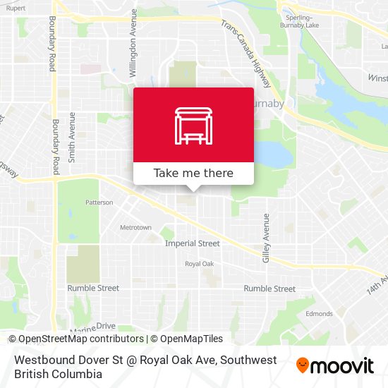 Westbound Dover St @ Royal Oak Ave map