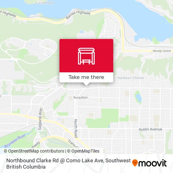 Northbound Clarke Rd @ Como Lake Ave map