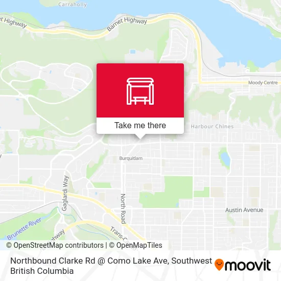 Northbound Clarke Rd @ Como Lake Ave map
