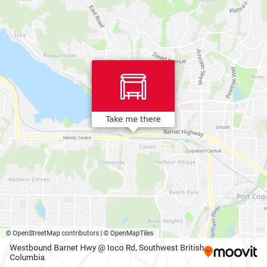 Westbound Barnet Hwy @ Ioco Rd map