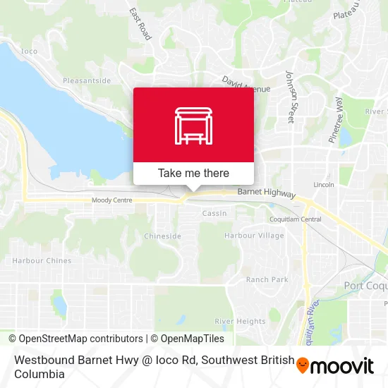 Westbound Barnet Hwy @ Ioco Rd map