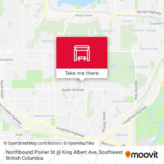 Northbound Poirier St @ King Albert Ave map