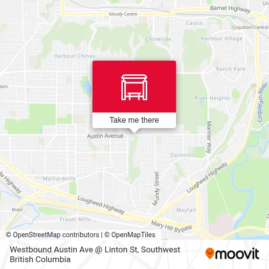 Westbound Austin Ave @ Linton St map