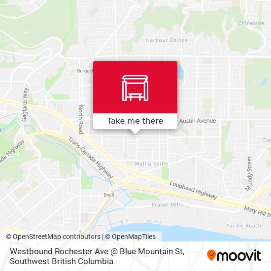 Westbound Rochester Ave @ Blue Mountain St map