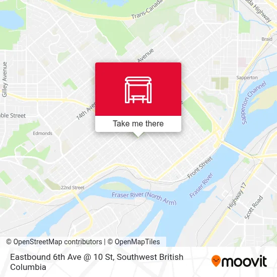 Eastbound 6th Ave @ 10 St map