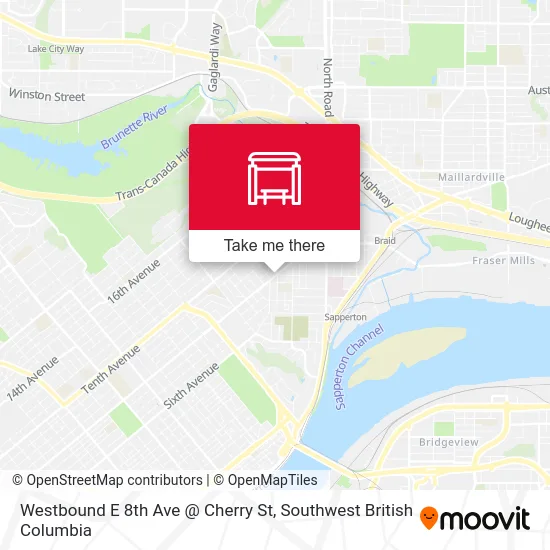 Westbound E 8th Ave @ Cherry St map