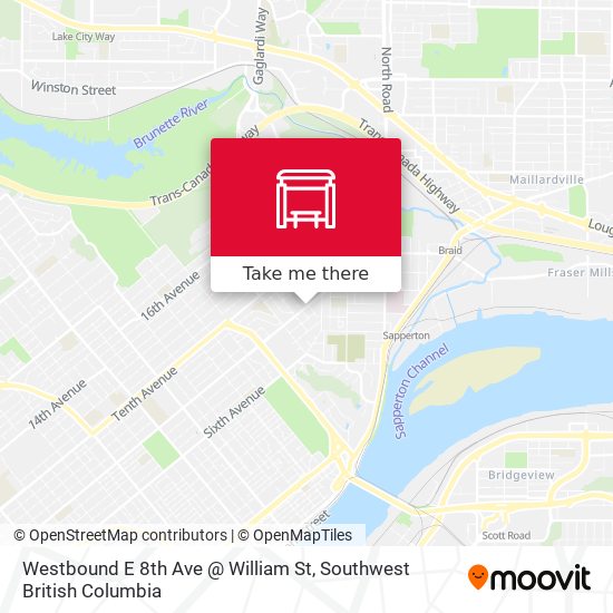 Westbound E 8th Ave @ William St map