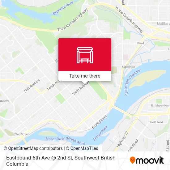 Eastbound 6th Ave @ 2nd St map