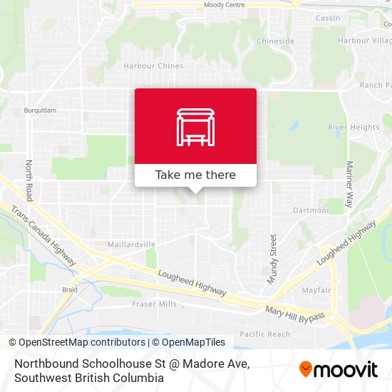 Northbound Schoolhouse St @ Madore Ave map