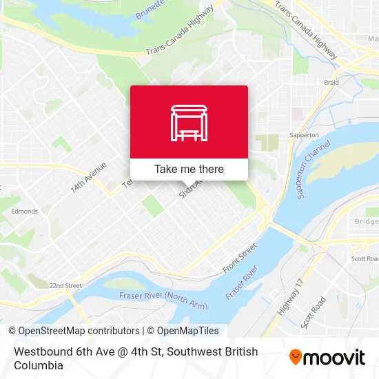 Westbound 6th Ave @ 4th St map