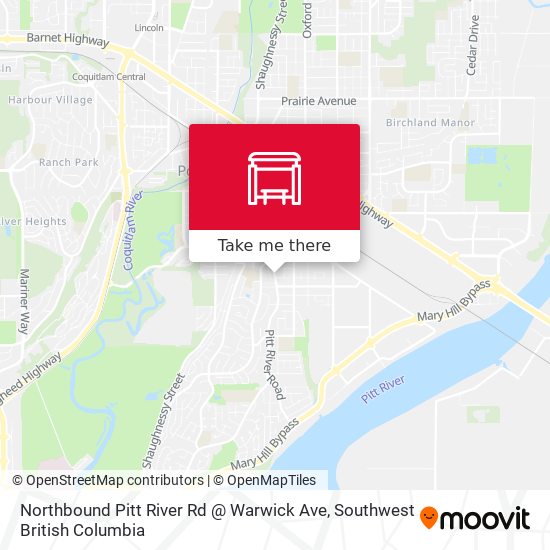 Northbound Pitt River Rd @ Warwick Ave map