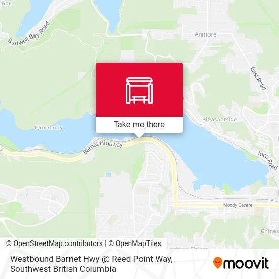 Westbound Barnet Hwy @ Reed Point Way map