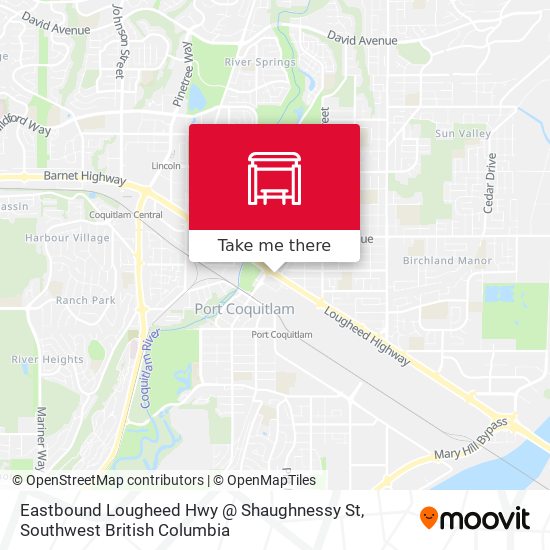Eastbound Lougheed Hwy @ Shaughnessy St map