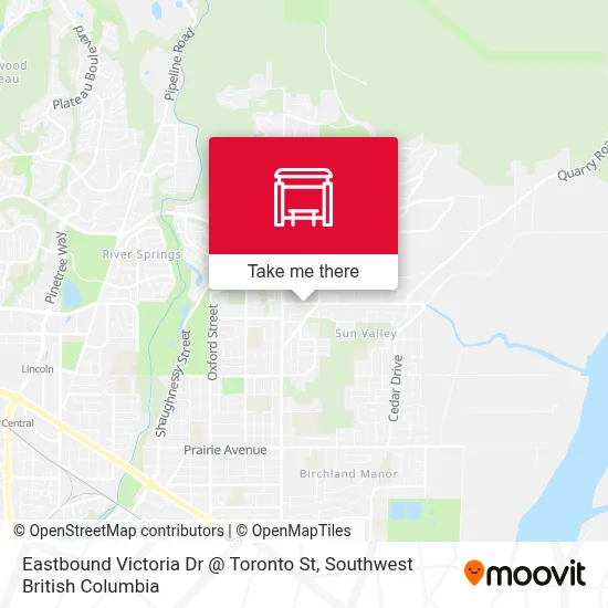 Eastbound Victoria Dr @ Toronto St map