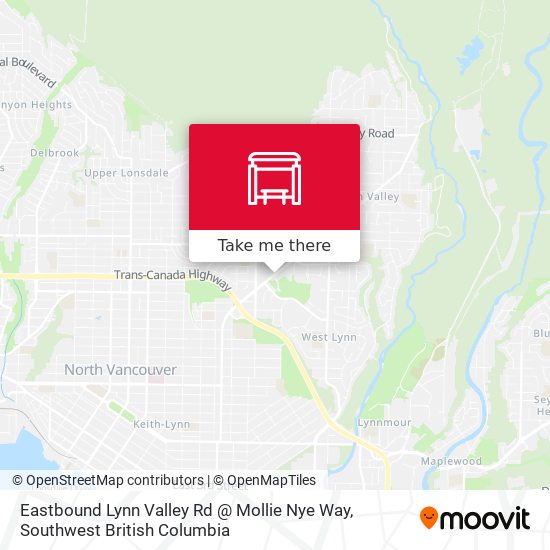 Eastbound Lynn Valley Rd @ Mollie Nye Way map