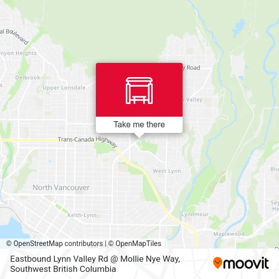 Eastbound Lynn Valley Rd @ Mollie Nye Way map