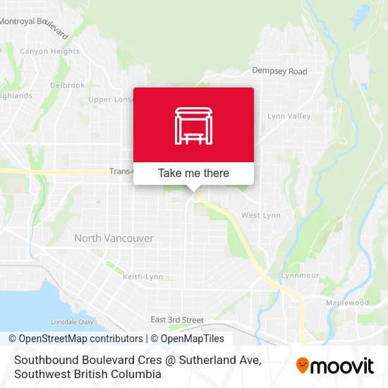 Southbound Boulevard Cres @ Sutherland Ave map