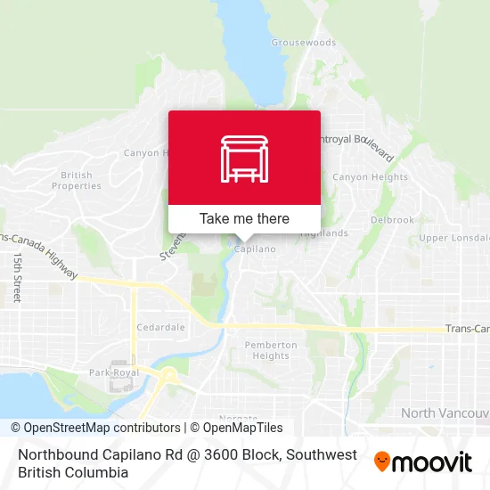 Northbound Capilano Rd @ 3600 Block map