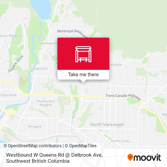 Westbound W Queens Rd @ Delbrook Ave map