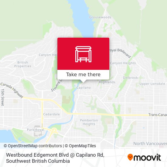 Westbound Edgemont Blvd @ Capilano Rd map