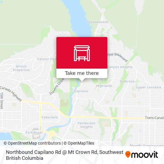 Northbound Capilano Rd @ Mt Crown Rd map