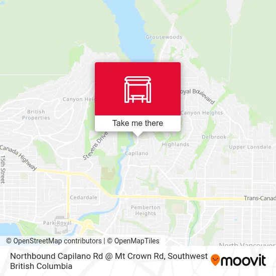 Northbound Capilano Rd @ Mt Crown Rd map