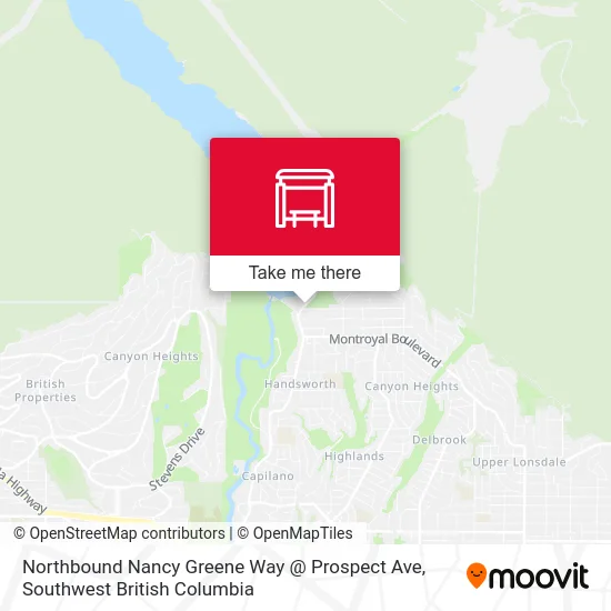 Northbound Nancy Greene Way @ Prospect Ave map