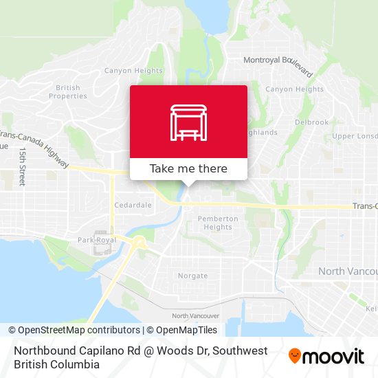 Northbound Capilano Rd @ Woods Dr map
