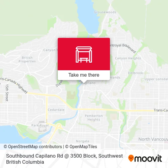 Southbound Capilano Rd @ 3500 Block map