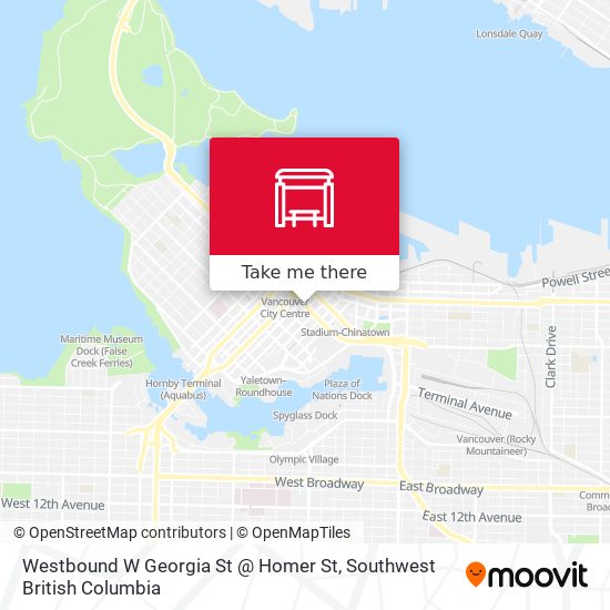 Westbound W Georgia St @ Homer St map