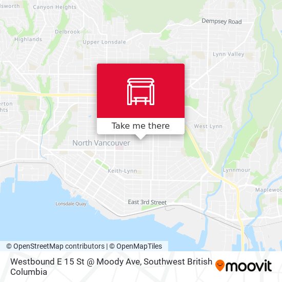 Westbound E 15 St @ Moody Ave map