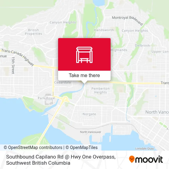 Southbound Capilano Rd @ Hwy One Overpass map