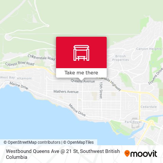 Westbound Queens Ave @ 21 St map