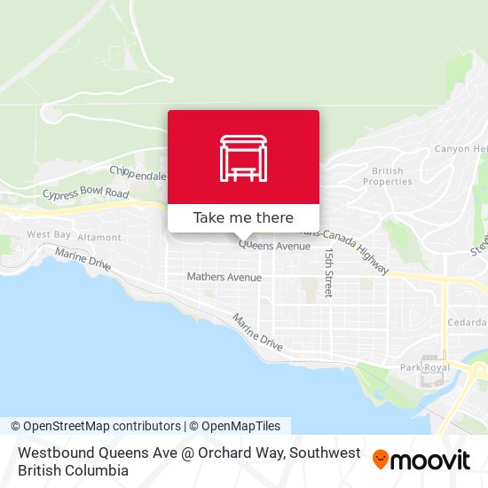 Westbound Queens Ave @ Orchard Way map