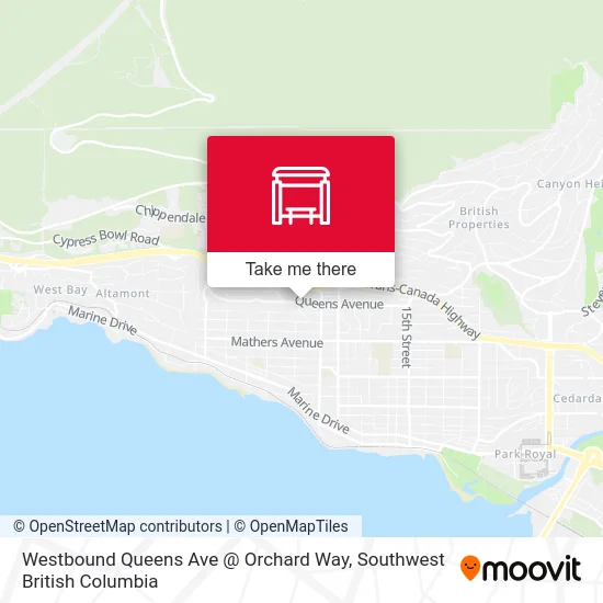 Westbound Queens Ave @ Orchard Way map